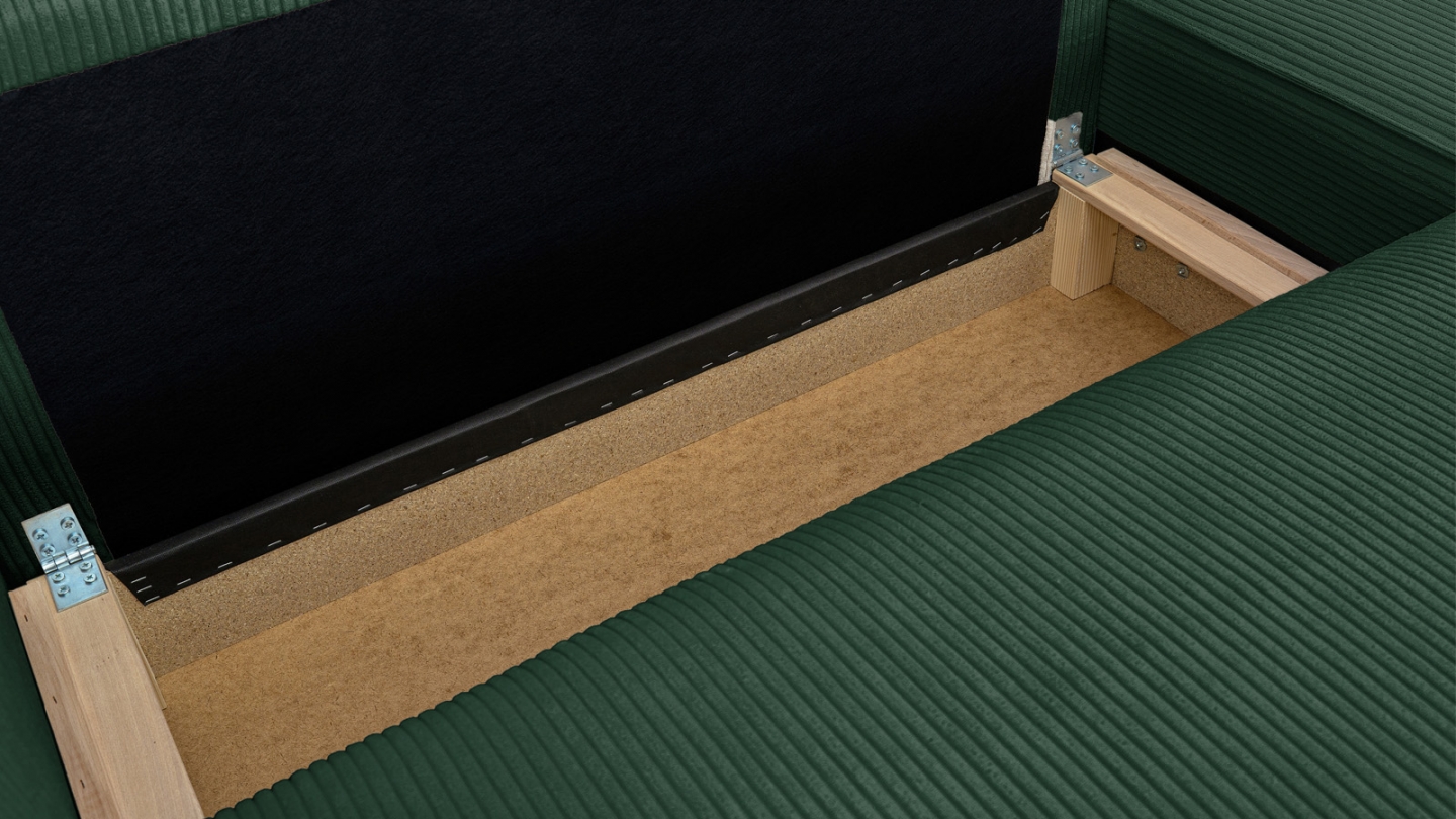 Canapé d'angle ouvert à droite convertible 3 places en velours côtelé vert - Emma Canapé d'angle ouvert à droite convertible 3 places en velours côtelé vert - Emma