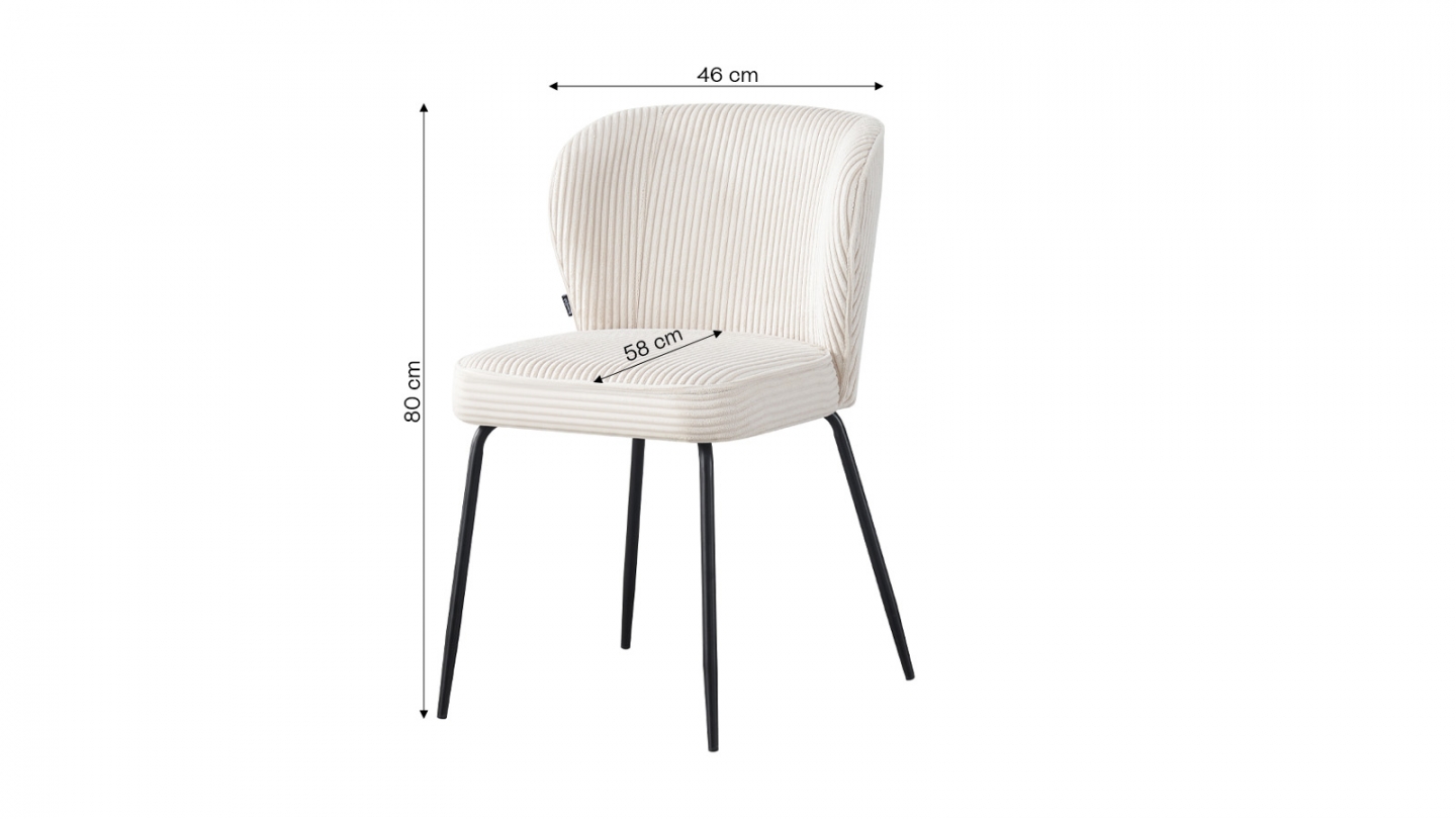 Lot de 2 chaises en velours côtelé beige - Tara