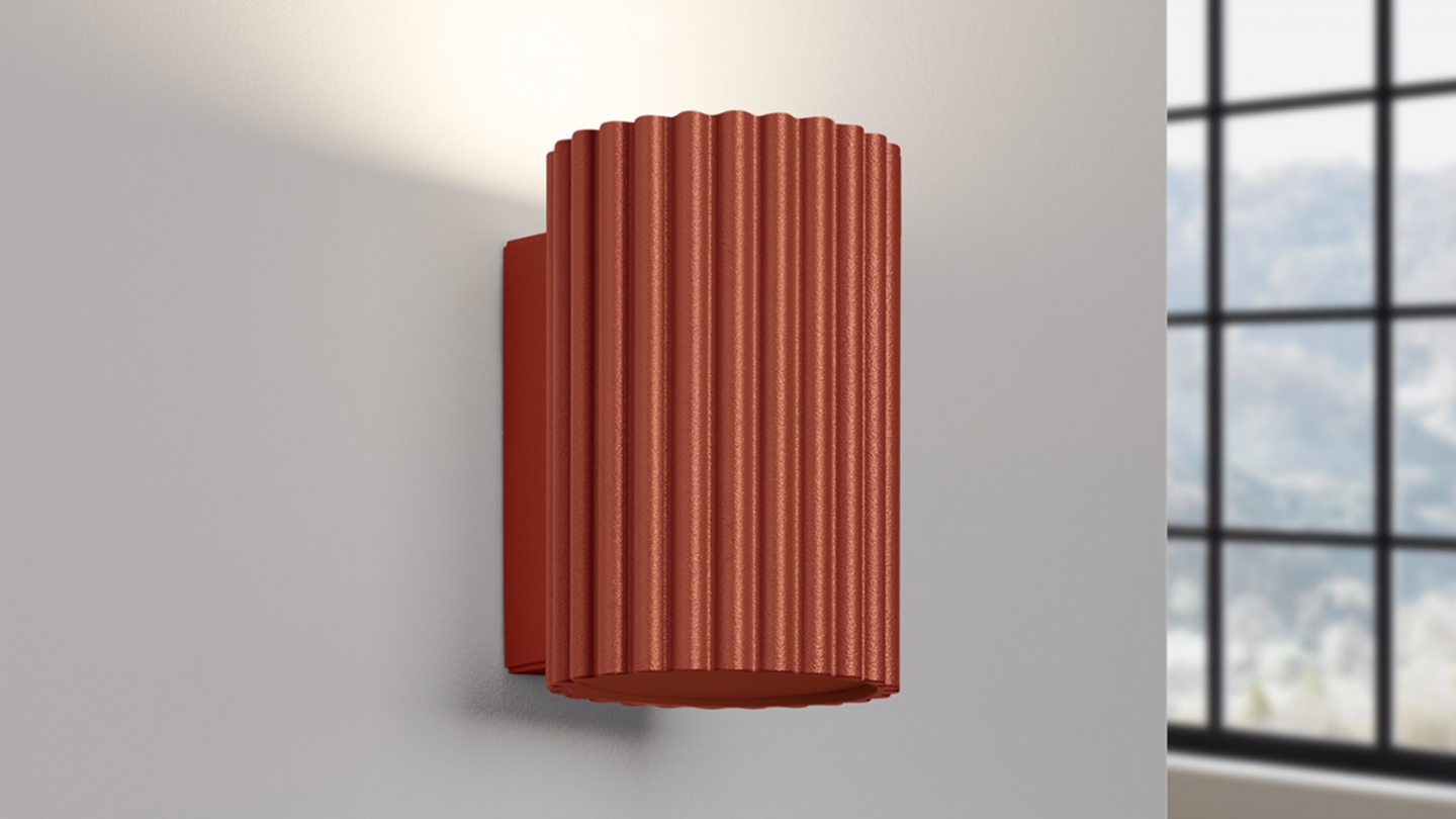 Applique en aluminium cannelé 10 cm terracotta - Karbon