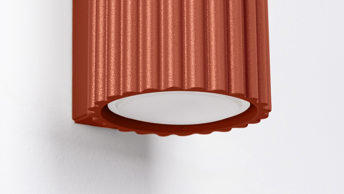 Applique en aluminium cannelé 10 cm terracotta - Karbon