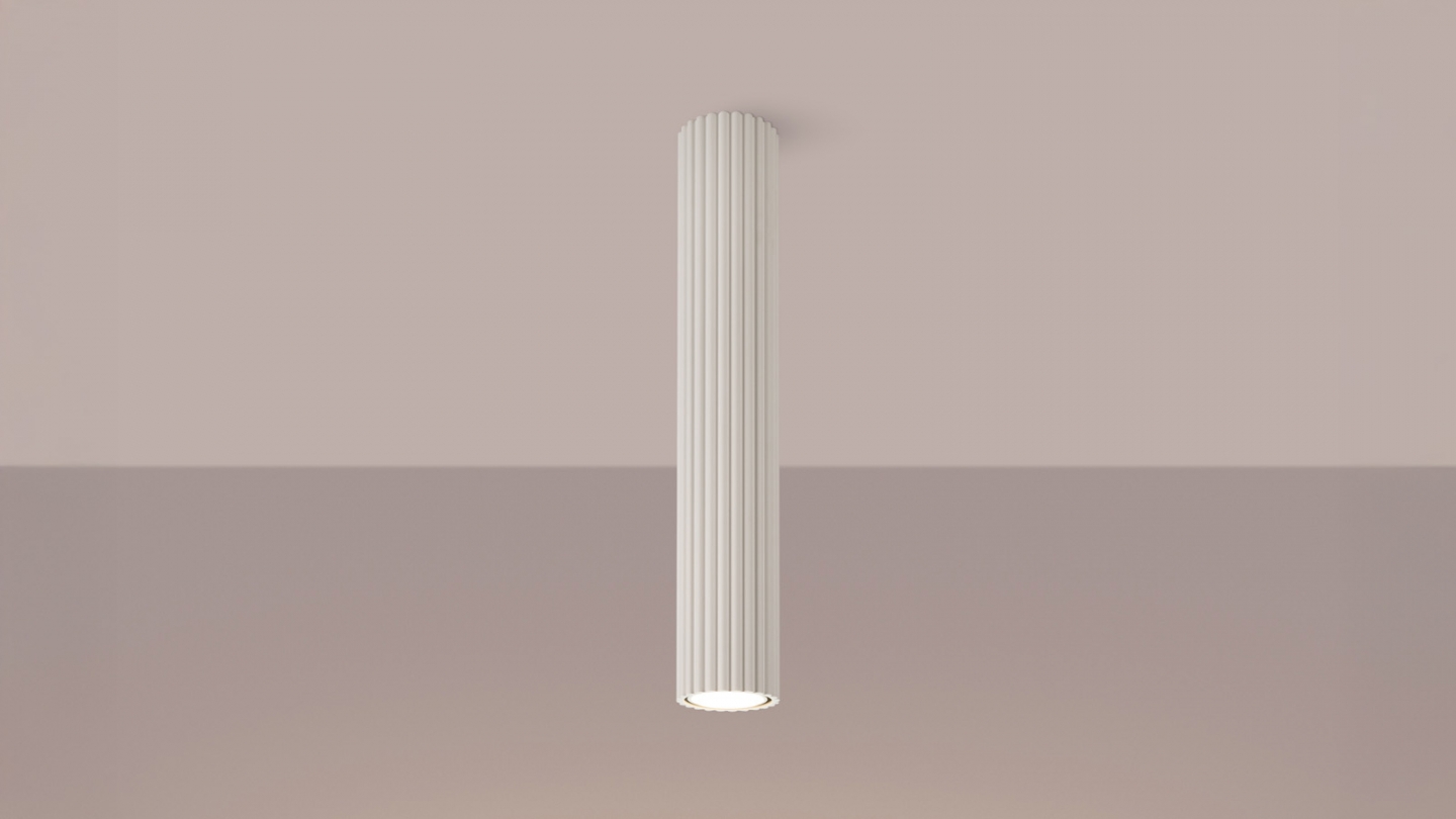 Plafonnier en aluminium cannelé 40 cm beige - Karbon Plafonnier en aluminium cannelé 40 cm beige - Karbon