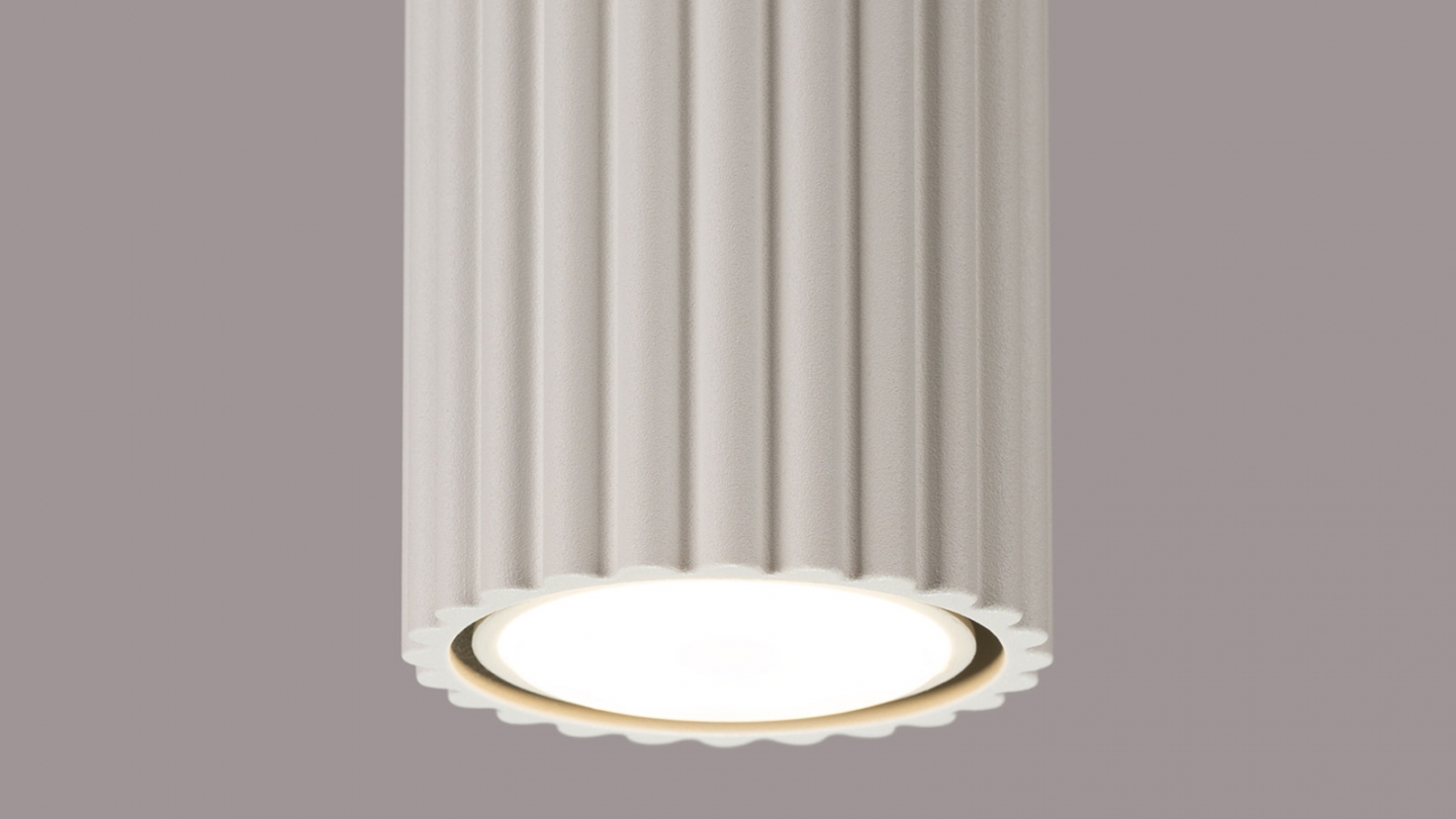 Plafonnier en aluminium cannelé 40 cm beige - Karbon Plafonnier en aluminium cannelé 40 cm beige - Karbon