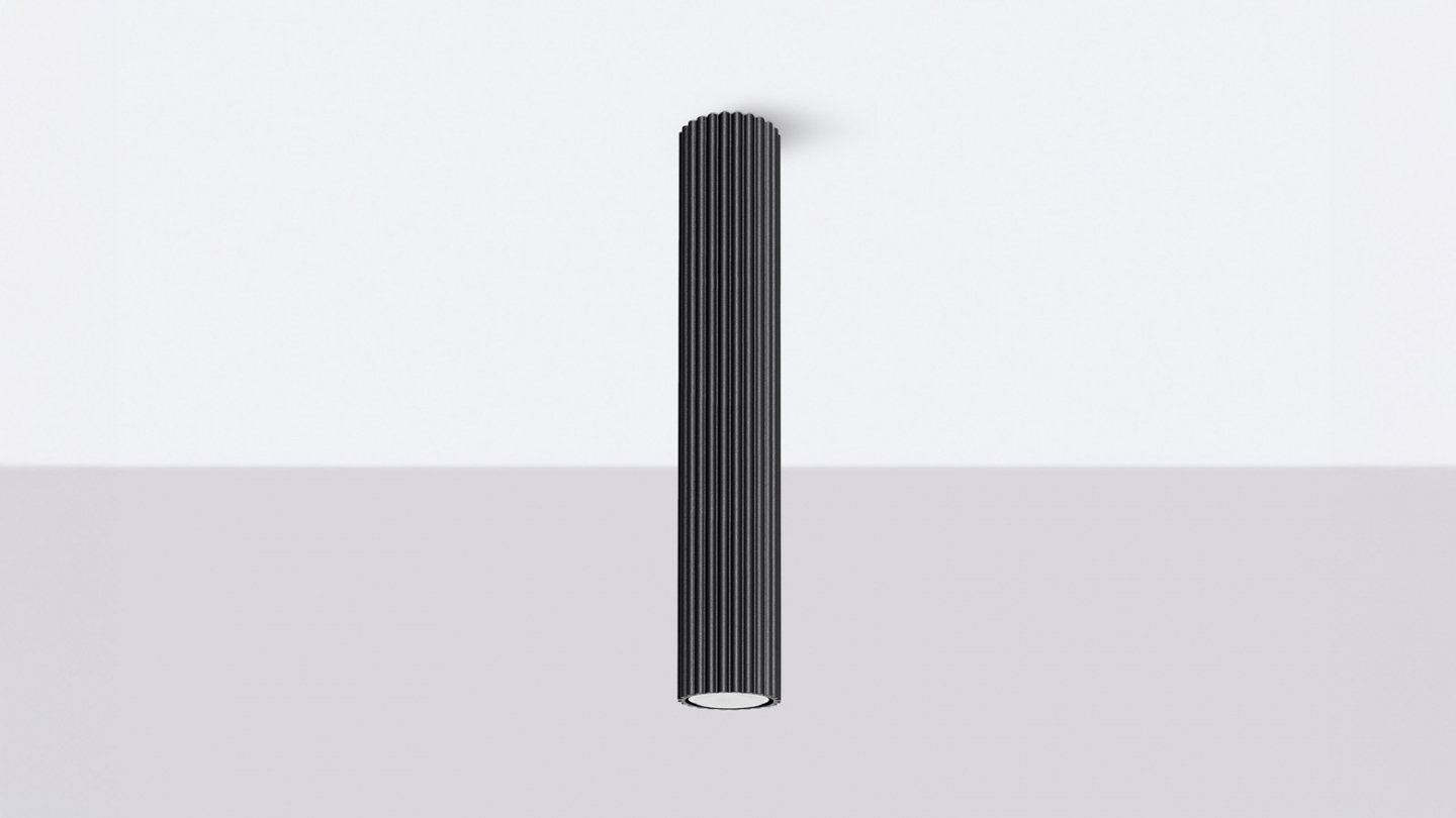 Plafonnier en aluminium cannelé 40 cm noir - Karbon Plafonnier en aluminium cannelé 40 cm noir - Karbon