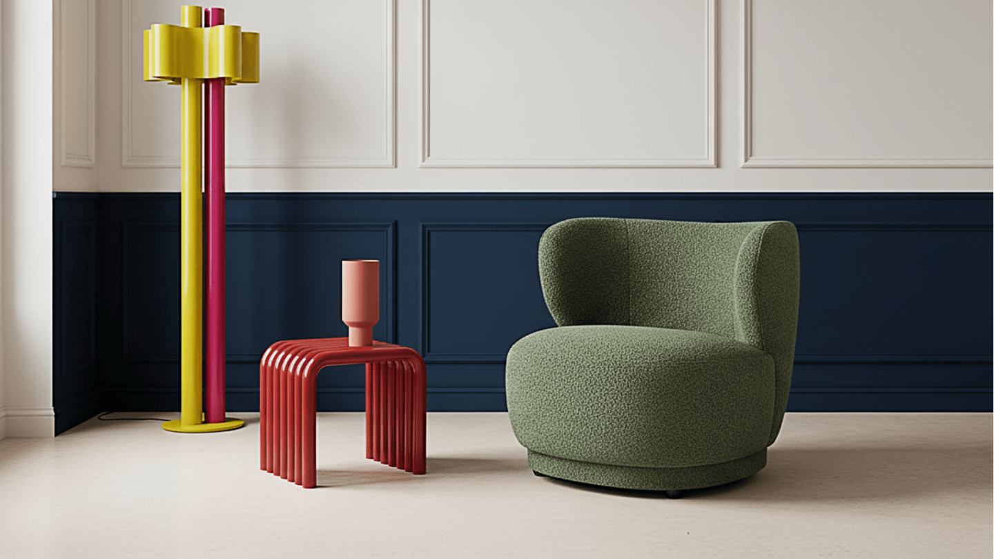 Fauteuil en tissu bouclette vert - Ester