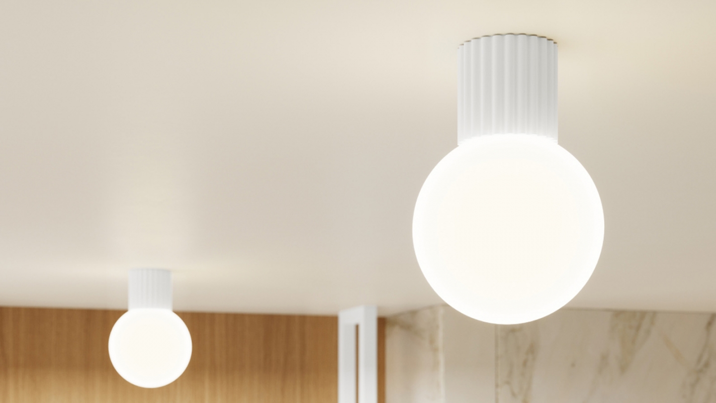 Plafonnier en aluminium cannelé blanc - Halo