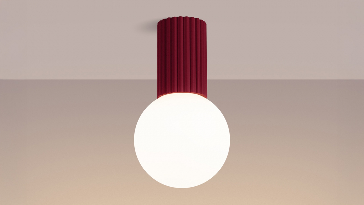 Plafonnier en aluminium cannelé Bordeaux - Halo
