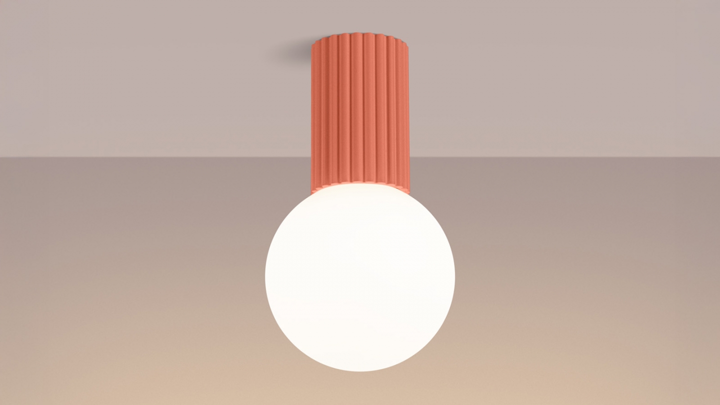 Plafonnier en aluminium cannelé pêche - Halo