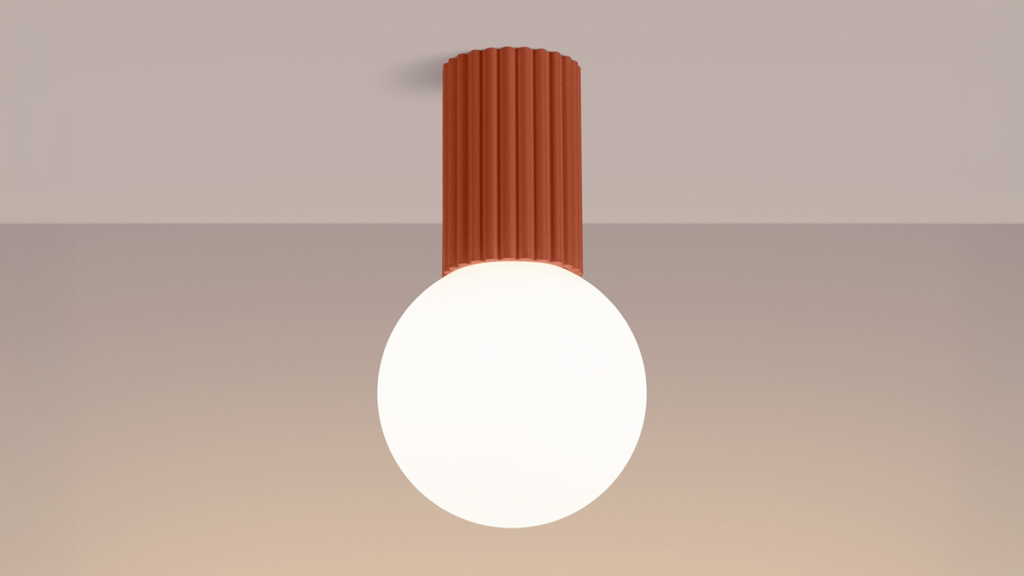 Plafonnier en aluminium cannelé terracotta - Halo