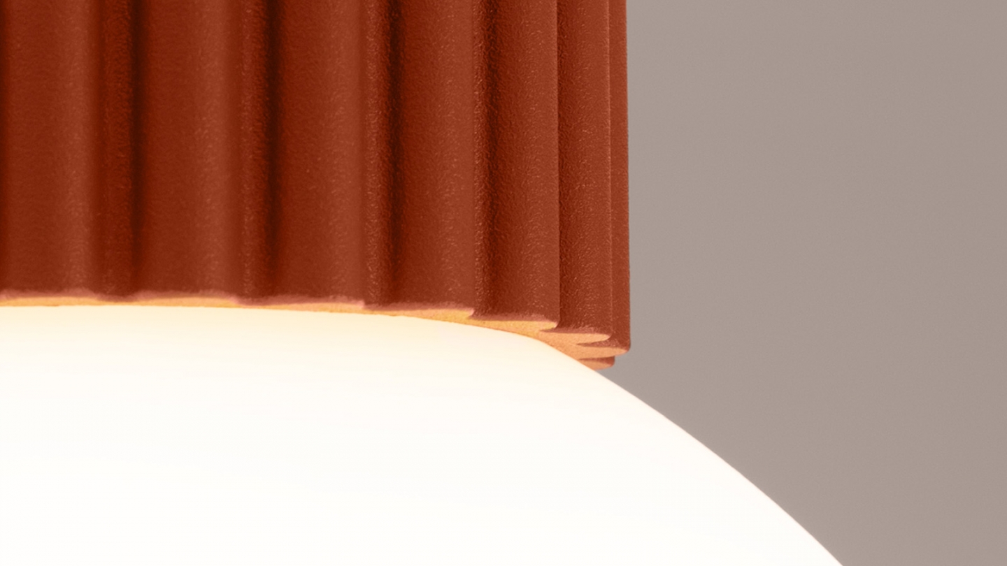 Plafonnier en aluminium cannelé terracotta - Halo