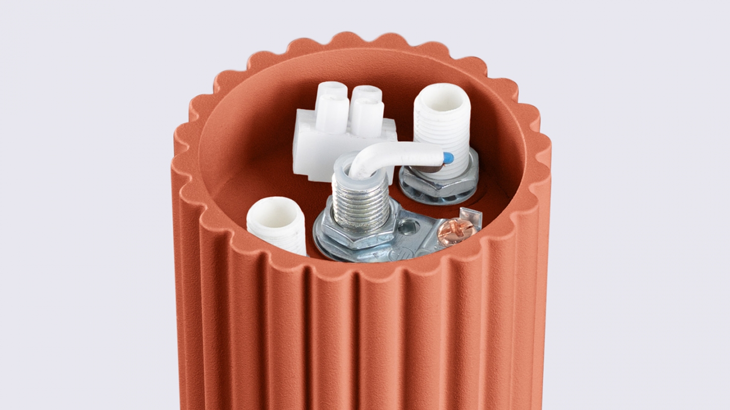 Plafonnier en aluminium cannelé terracotta - Halo