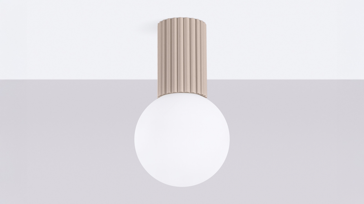 Plafonnier en aluminium cannelé taupe - Halo