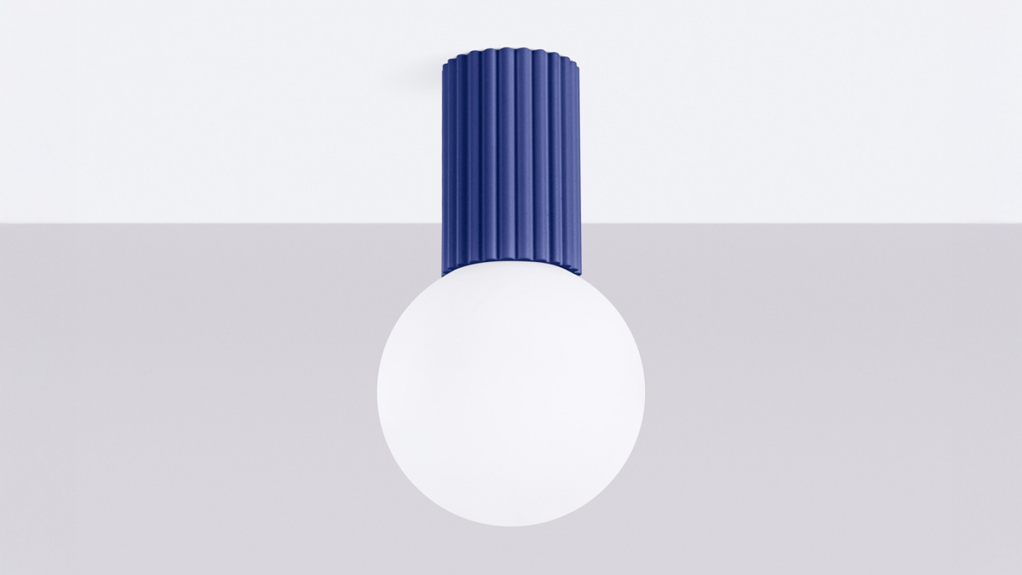 Plafonnier en aluminium cannelé bleu marine - Halo
