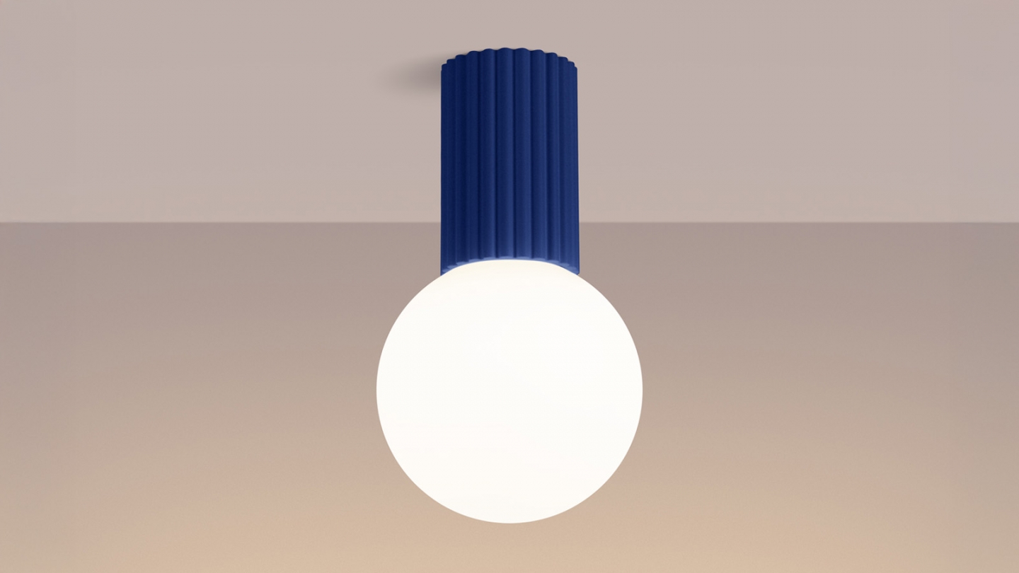 Plafonnier en aluminium cannelé bleu marine - Halo