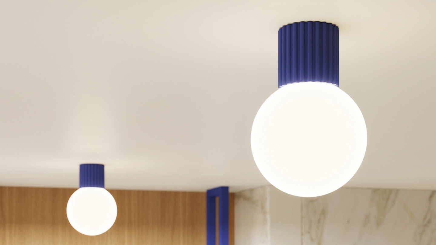 Plafonnier en aluminium cannelé bleu marine - Halo