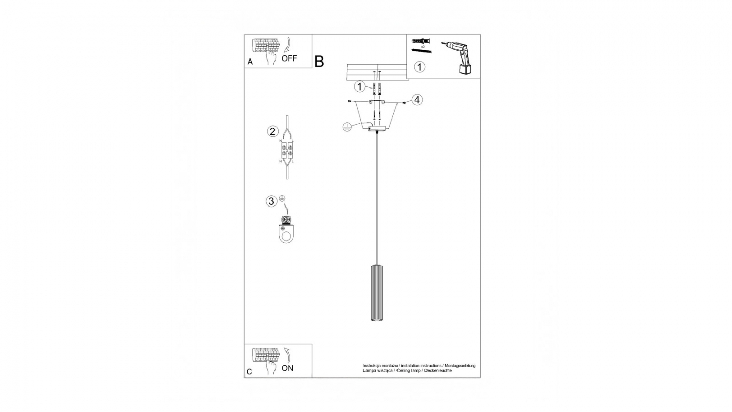 Suspension en aluminium cannelé noir - Karbon