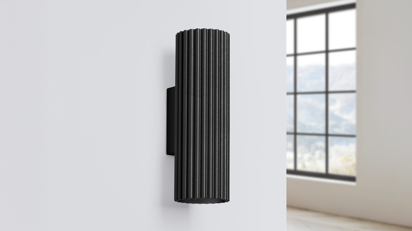Applique en aluminium cannelé 20 cm noir - Karbon