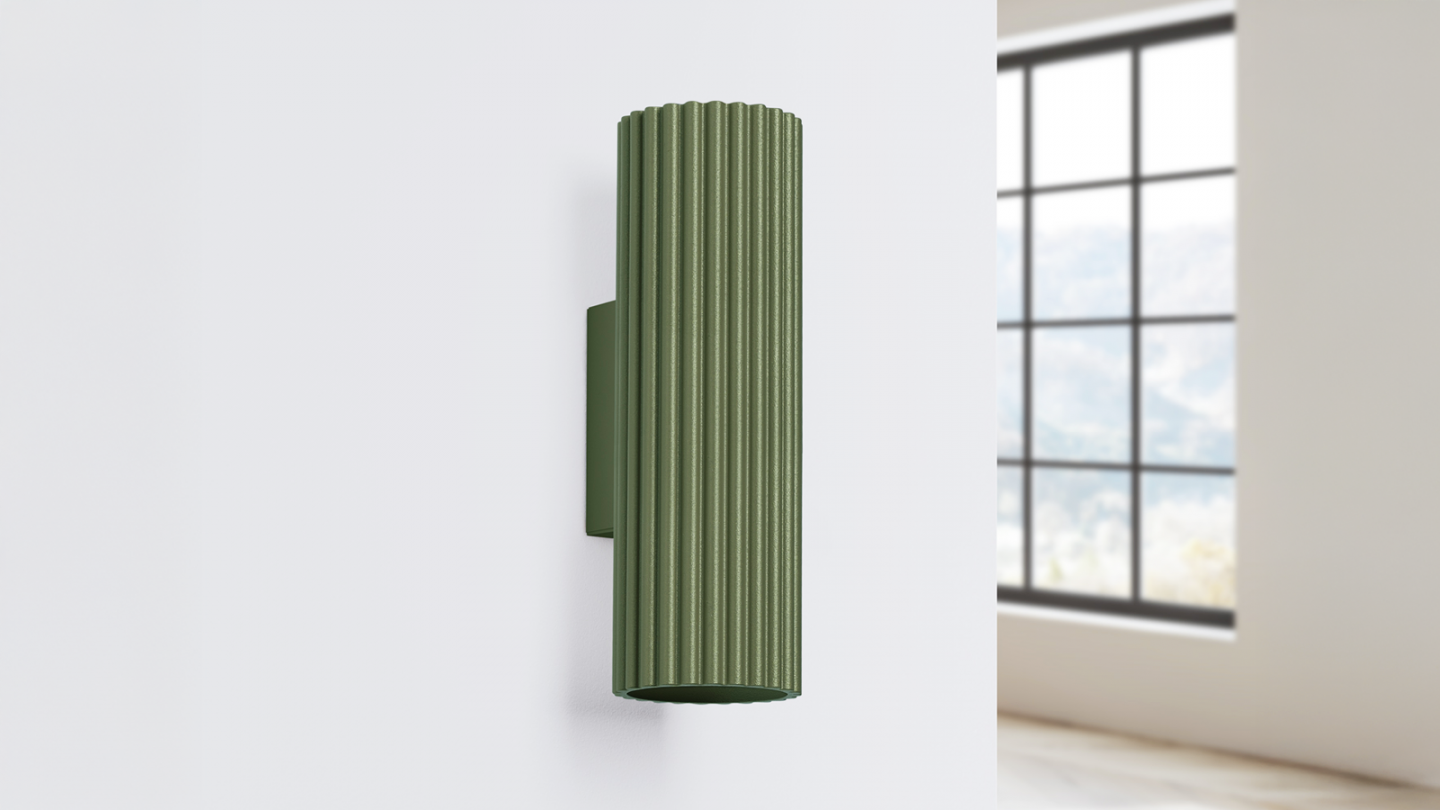 Applique en aluminium cannelé 20 cm vert olive - Karbon