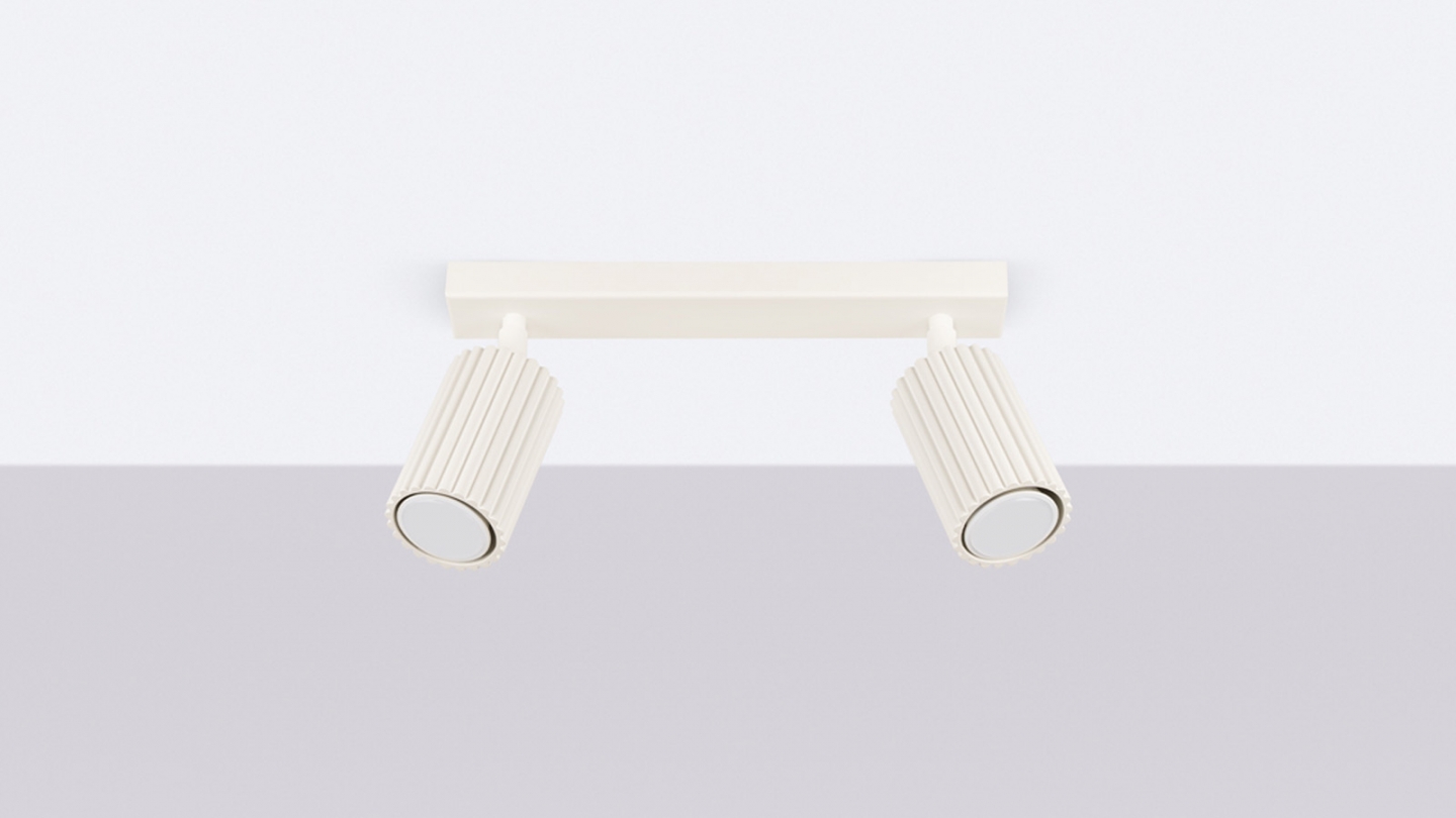 Plafonnier linéaire en aluminium cannelé 2 ampoules beige - Karbon