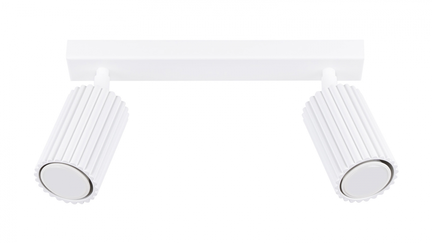 Plafonnier linéaire en aluminium cannelé 2 ampoules blanc - Karbon