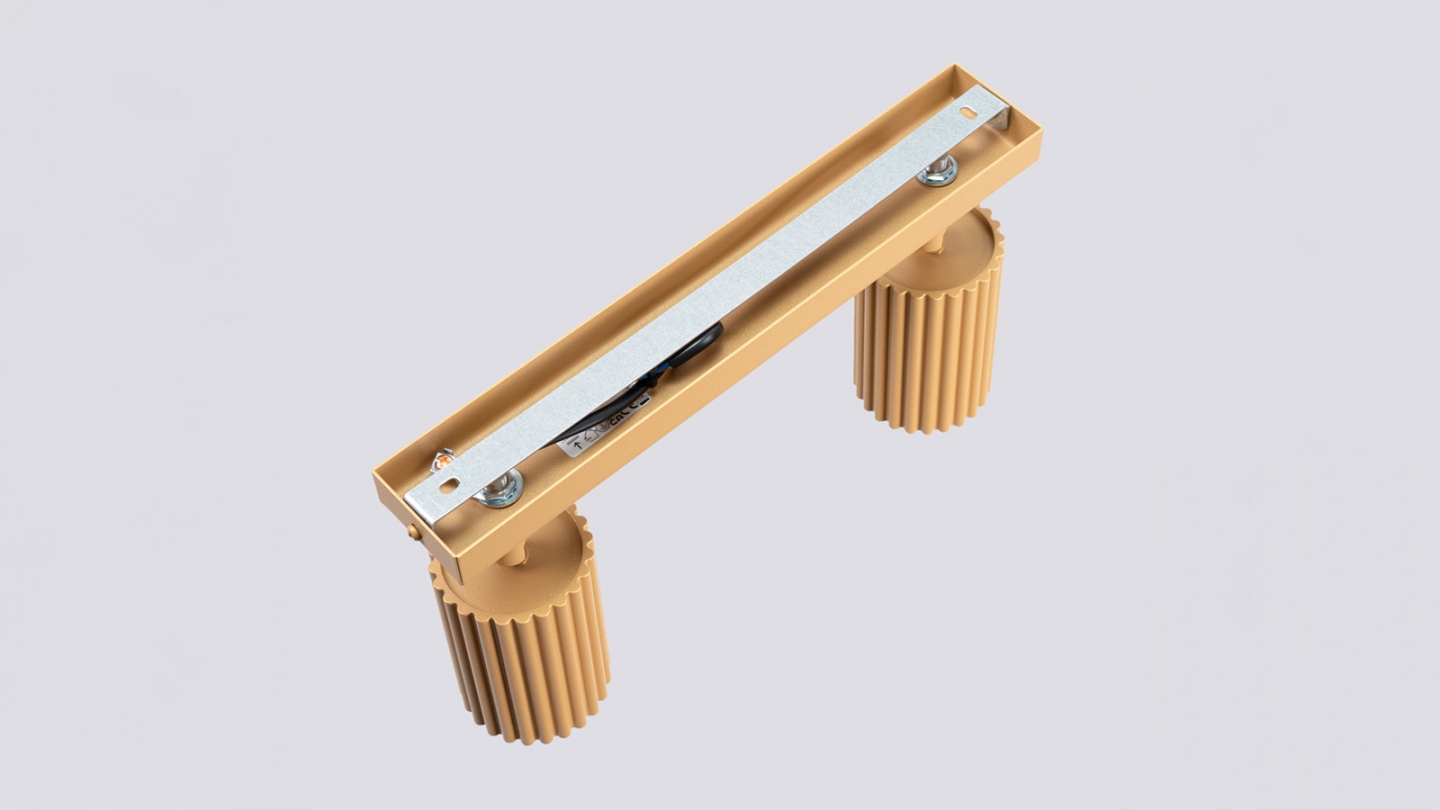 Plafonnier linéaire en aluminium cannelé 2 ampoules or - Karbon