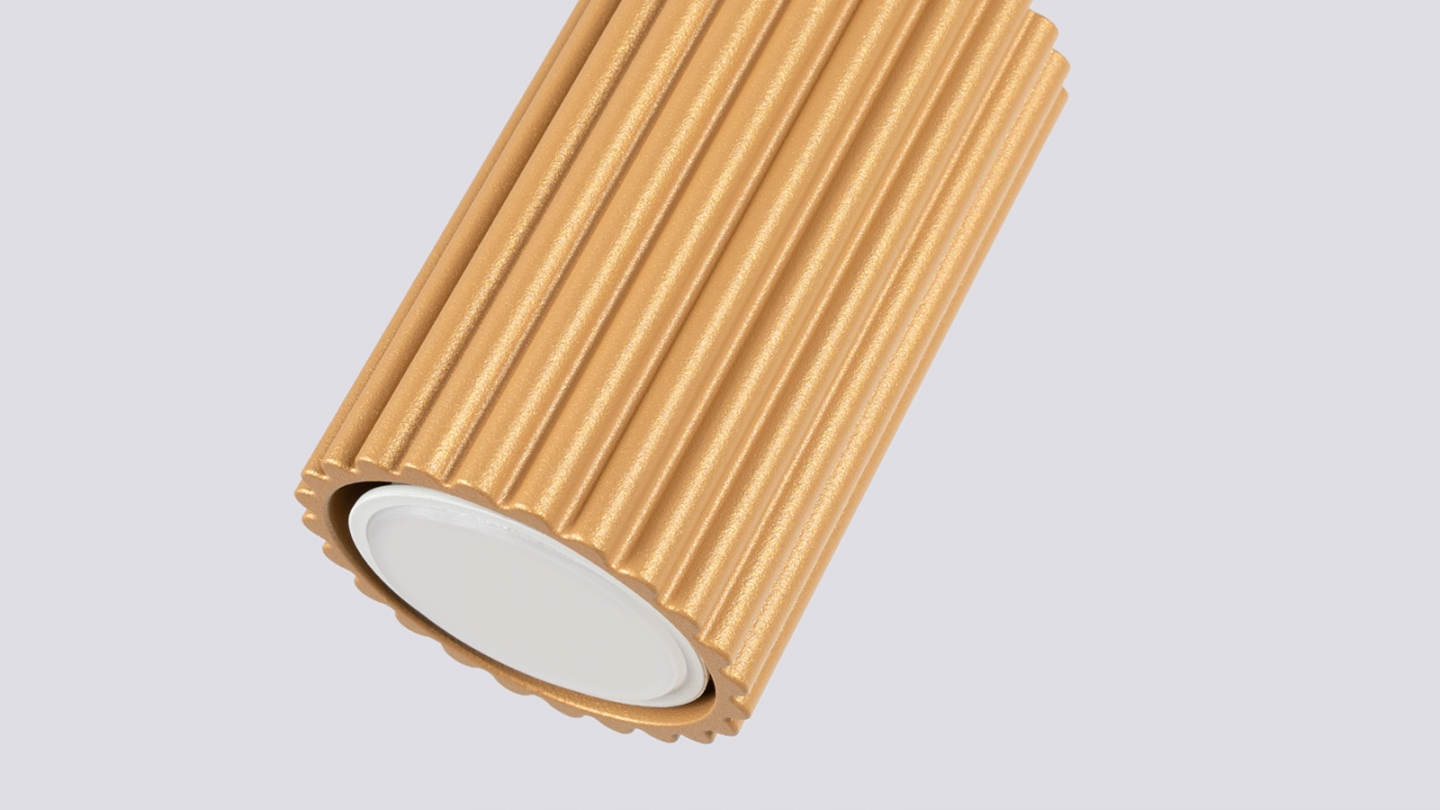 Plafonnier linéaire en aluminium cannelé 2 ampoules or - Karbon