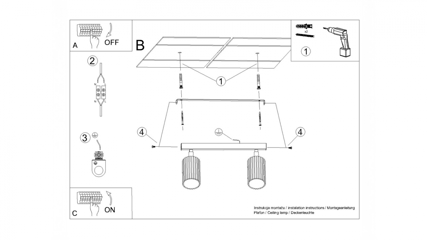 Plafonnier linéaire en aluminium cannelé 2 ampoules terracotta - Karbon