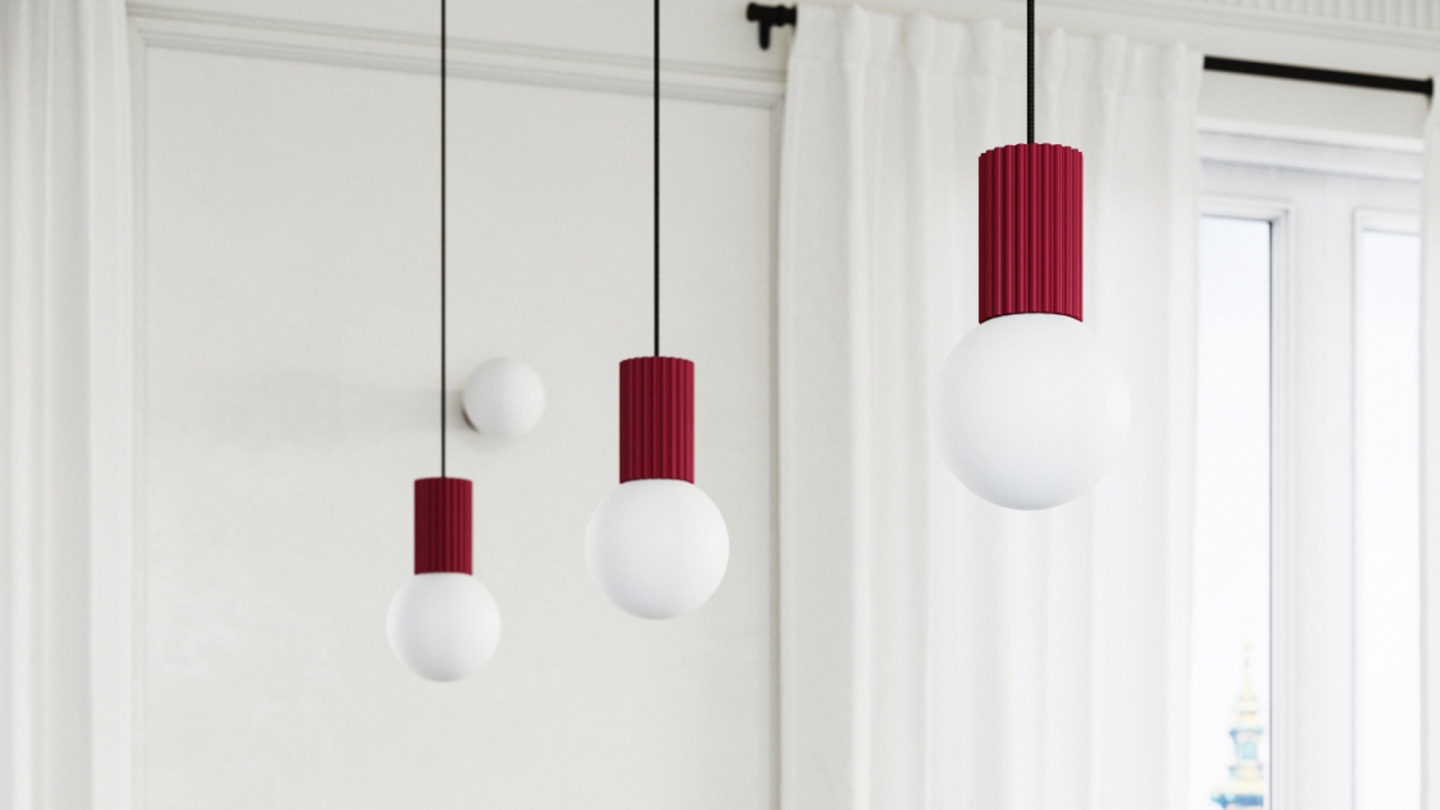 Suspension en aluminium cannelé bordeaux - Halo