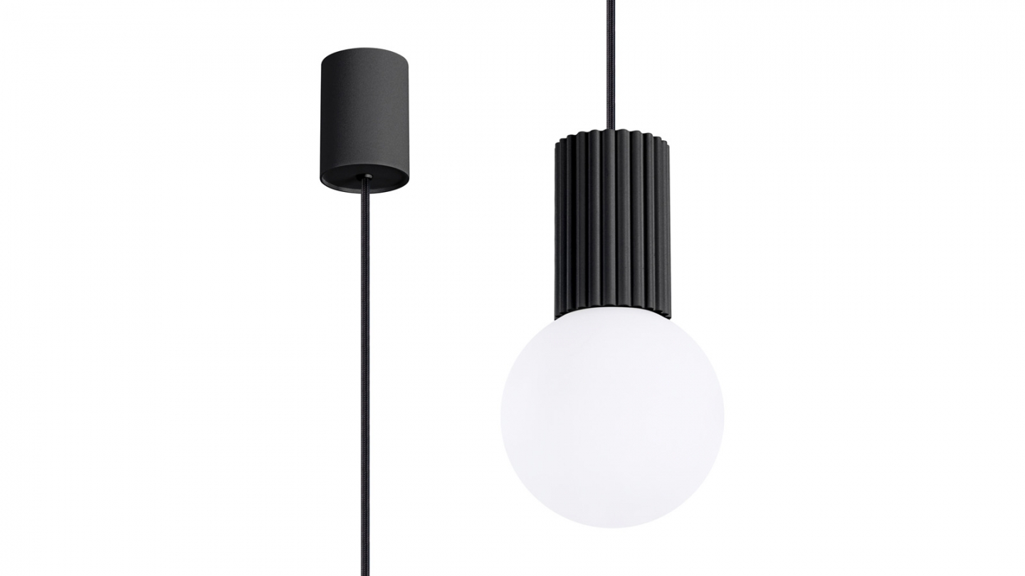 Suspension en aluminium cannelé noir - Halo