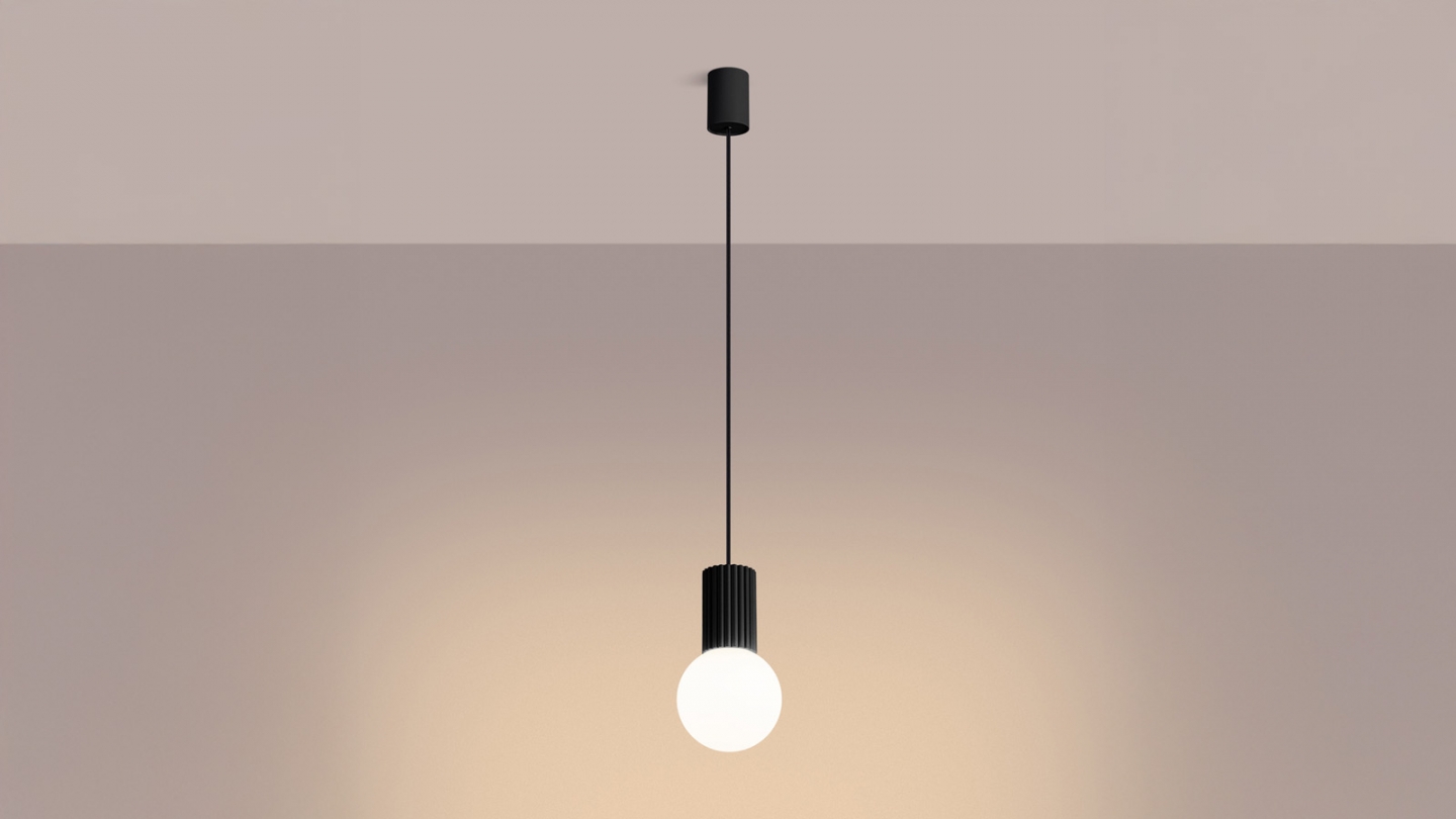 Suspension en aluminium cannelé noir - Halo