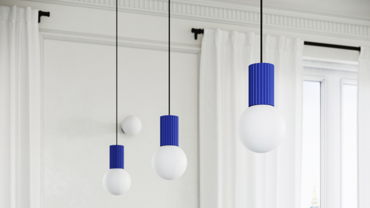 Suspension en aluminium cannelé bleu marine - Halo