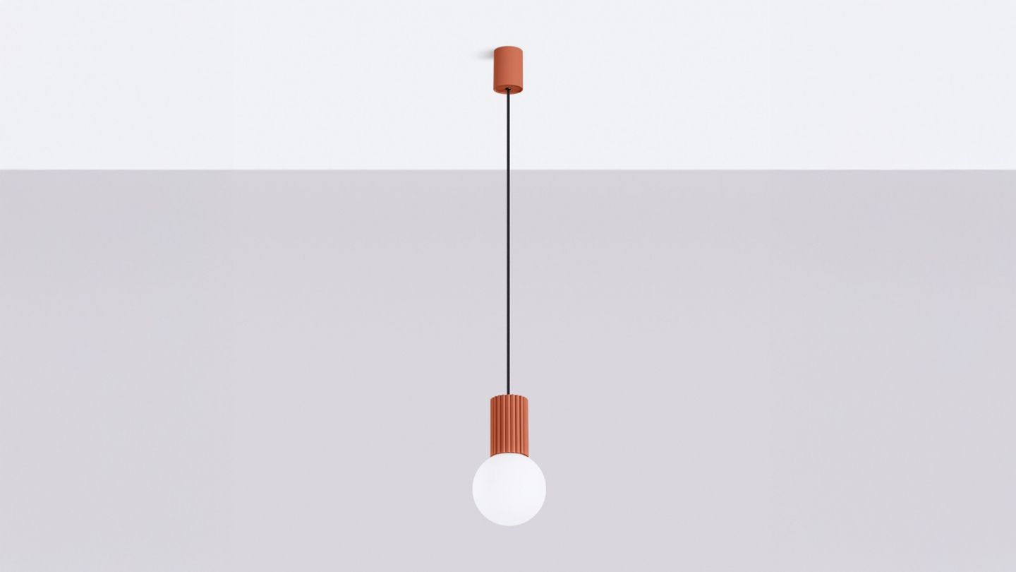 Suspension en aluminium cannelé terracotta - Halo