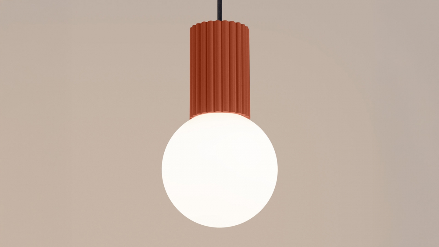 Suspension en aluminium cannelé terracotta - Halo