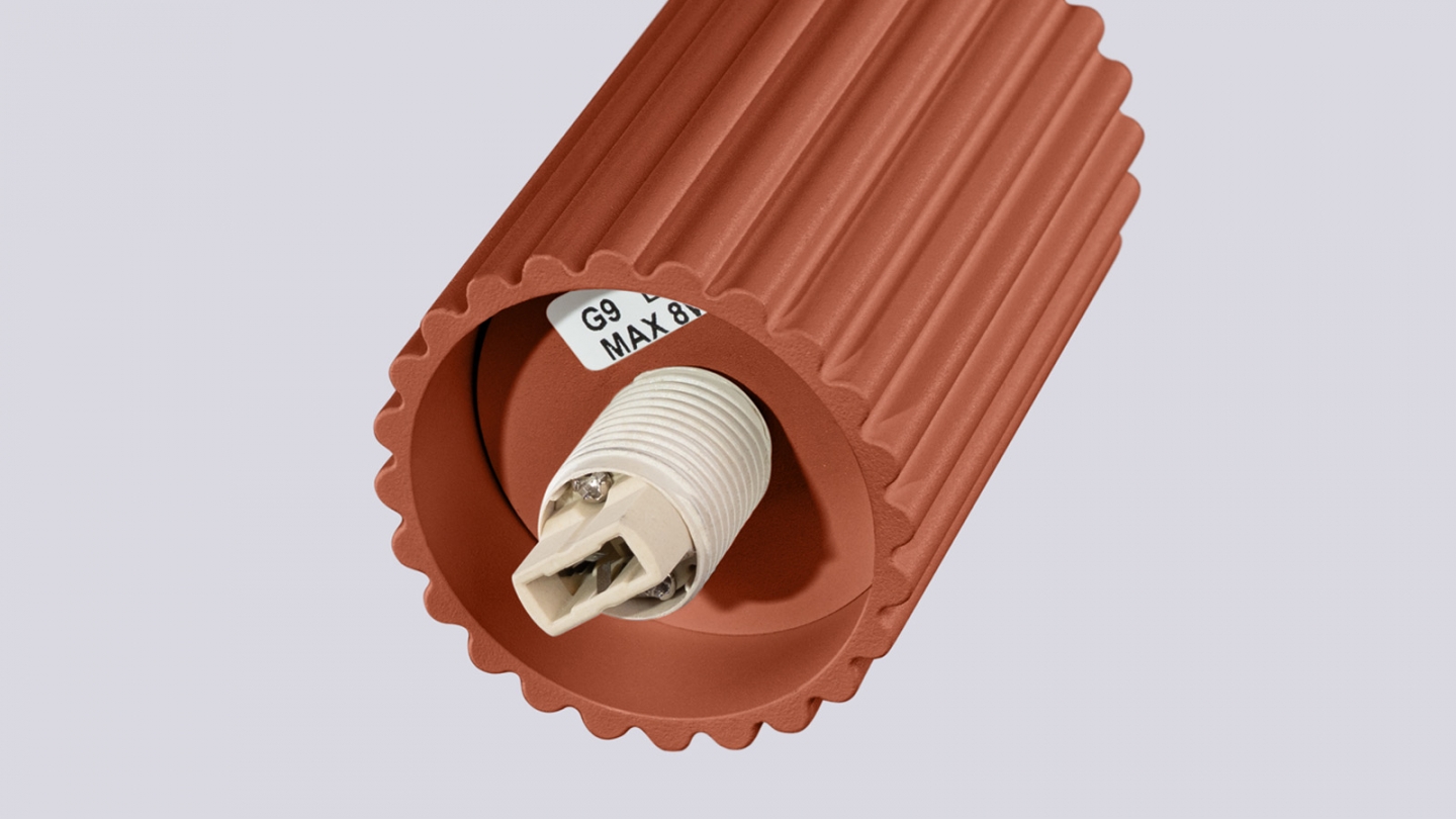 Suspension en aluminium cannelé terracotta - Halo