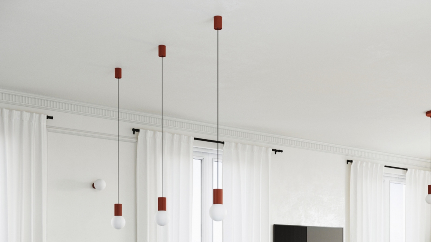 Suspension en aluminium cannelé terracotta - Halo