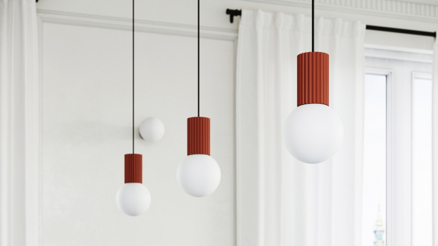 Suspension en aluminium cannelé terracotta - Halo