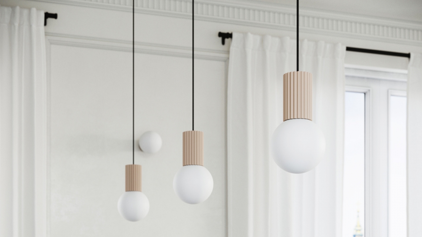 Suspension en aluminium cannelé taupe - Halo