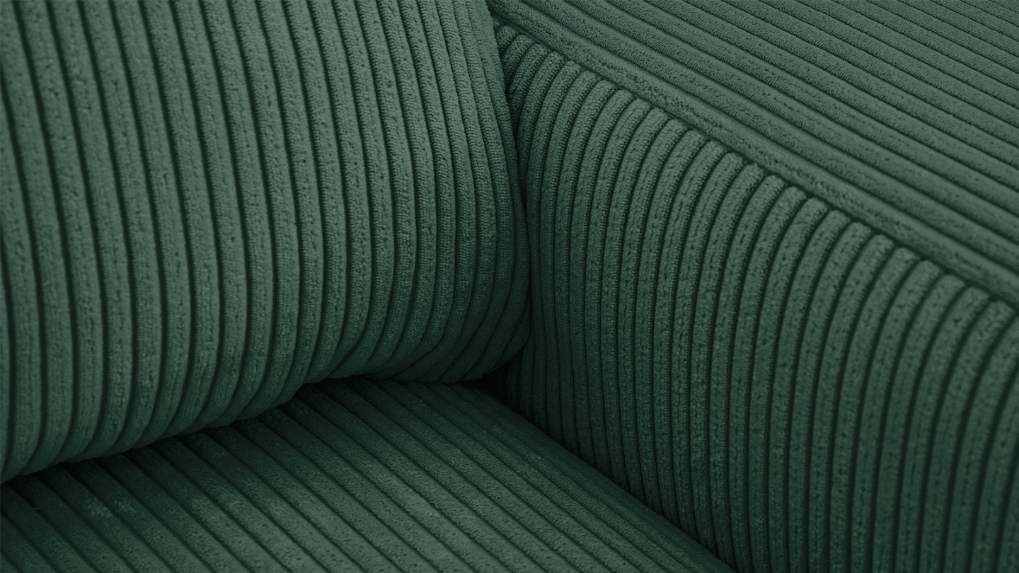 Canapé d'angle gauche convertible 3 places en velours côtelé vert - Sonny Canapé d'angle gauche convertible 3 places en velours côtelé vert - Sonny