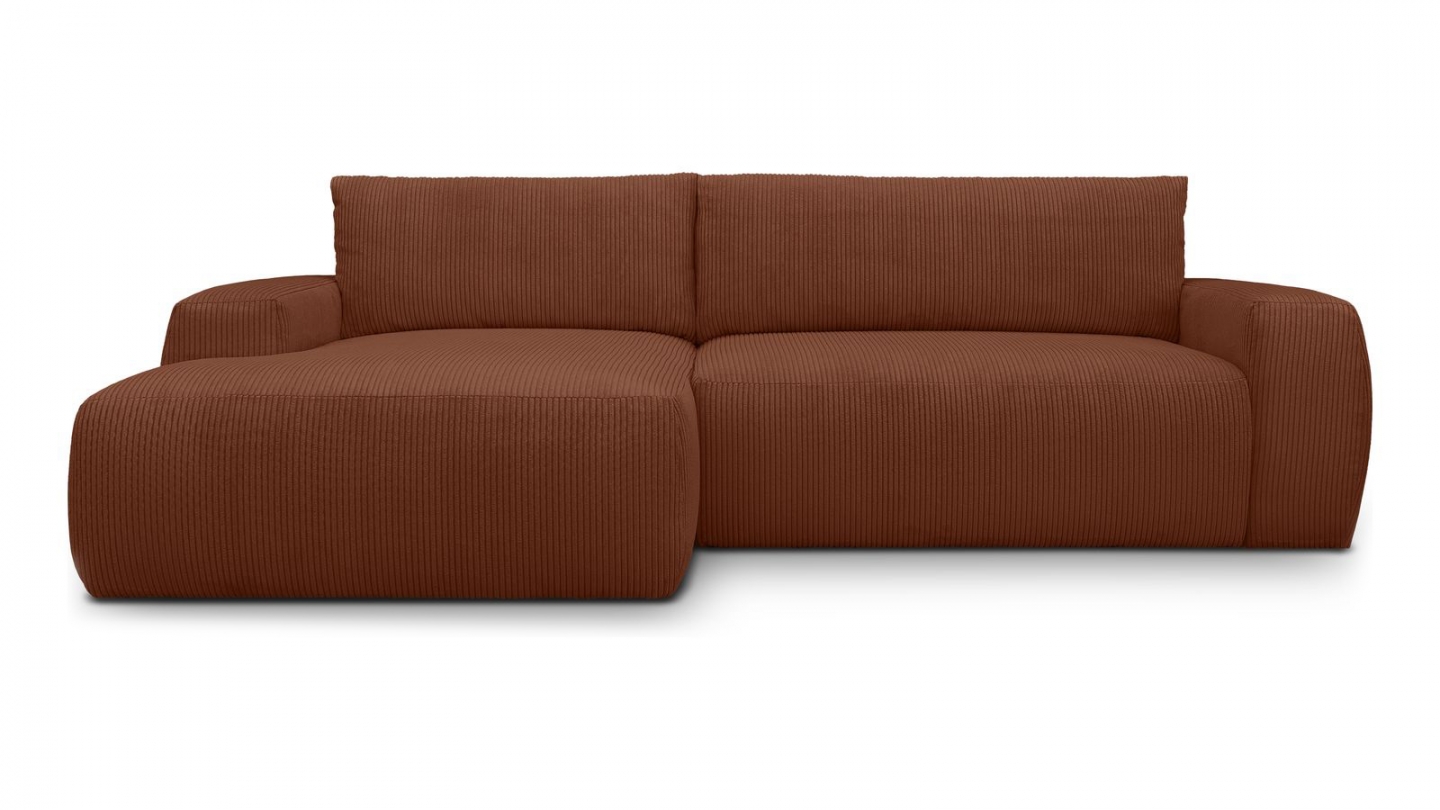 Canapé d'angle gauche convertible 3 places en velours côtelé rouille - Sonny Canapé d'angle gauche convertible 3 places en velours côtelé rouille - Sonny