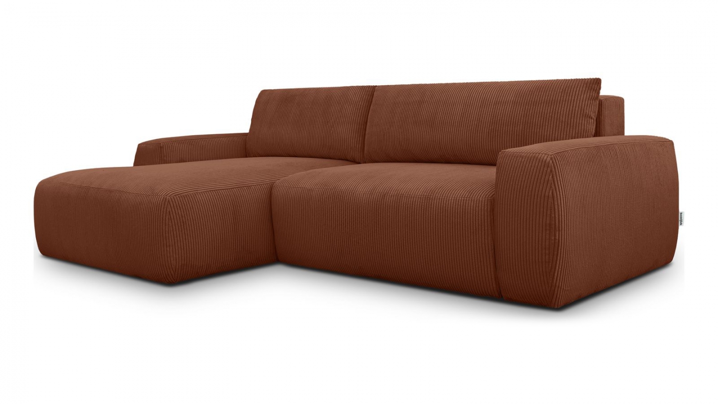 Canapé d'angle gauche convertible 3 places en velours côtelé rouille - Sonny Canapé d'angle gauche convertible 3 places en velours côtelé rouille - Sonny
