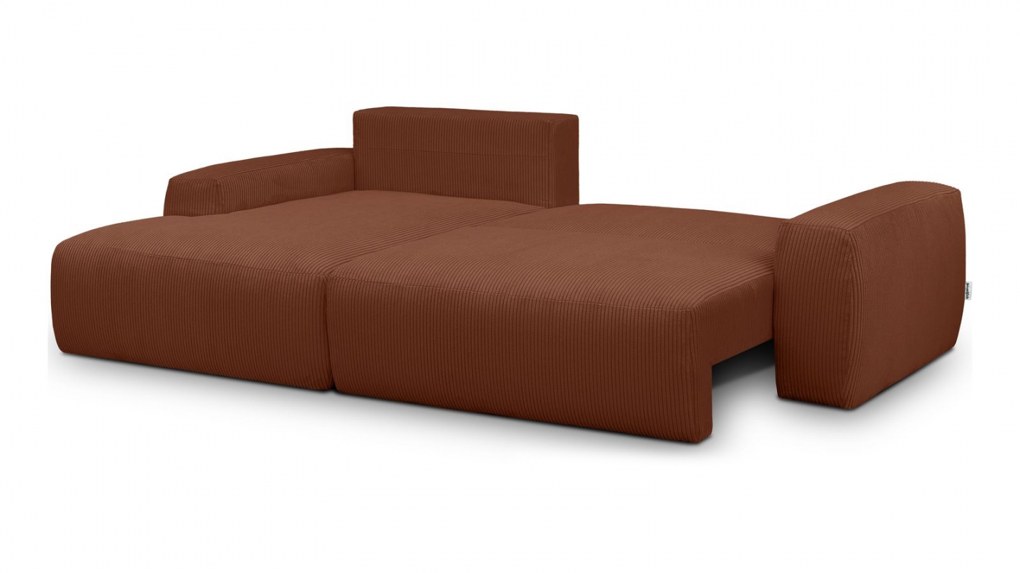 Canapé d'angle gauche convertible 3 places en velours côtelé rouille - Sonny Canapé d'angle gauche convertible 3 places en velours côtelé rouille - Sonny