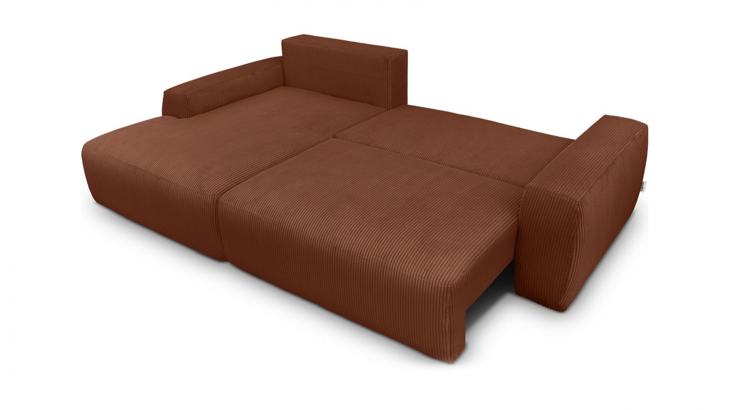Canapé d'angle gauche convertible 3 places en velours côtelé rouille - Sonny Canapé d'angle gauche convertible 3 places en velours côtelé rouille - Sonny