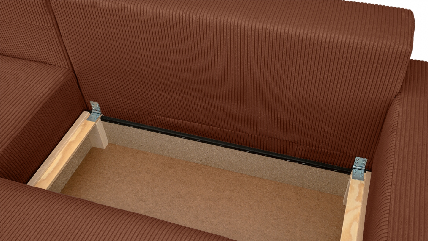 Canapé d'angle gauche convertible 3 places en velours côtelé rouille - Sonny Canapé d'angle gauche convertible 3 places en velours côtelé rouille - Sonny