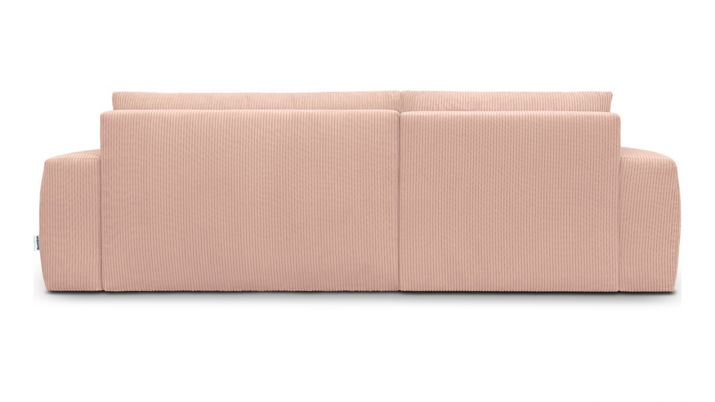 Canapé d'angle gauche convertible 3 places en velours côtelé rose pâle - Sonny