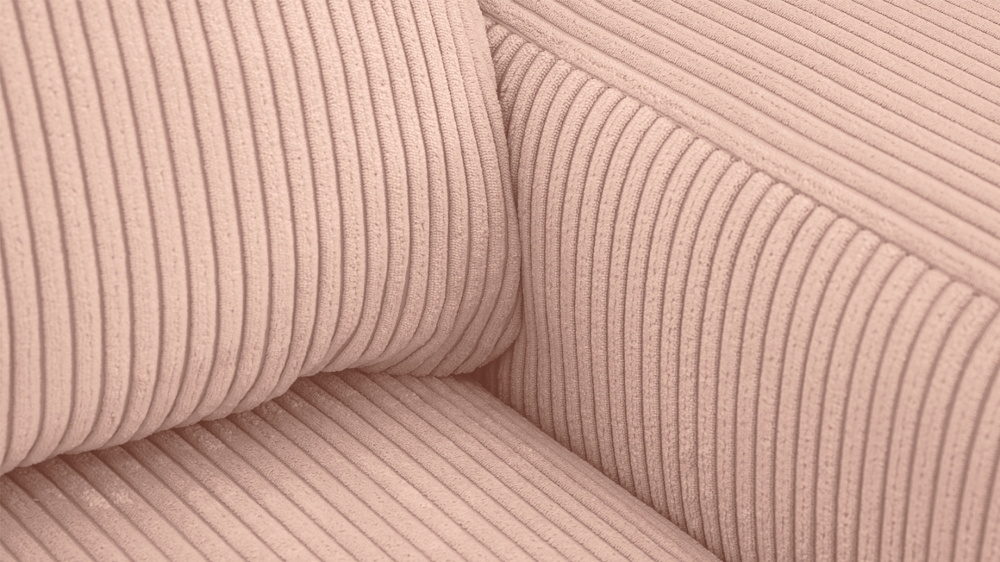 Canapé d'angle droit convertible 3 places en velours côtelé rose pâle - Sonny Canapé d'angle droit convertible 3 places en velours côtelé rose pâle - Sonny