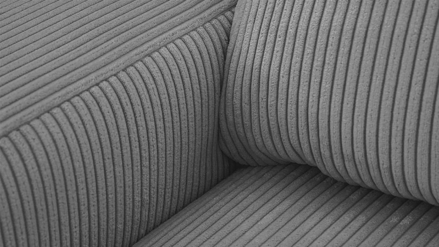 Canapé d'angle droit convertible 3 places en velours côtelé gris anthracite - Sonny