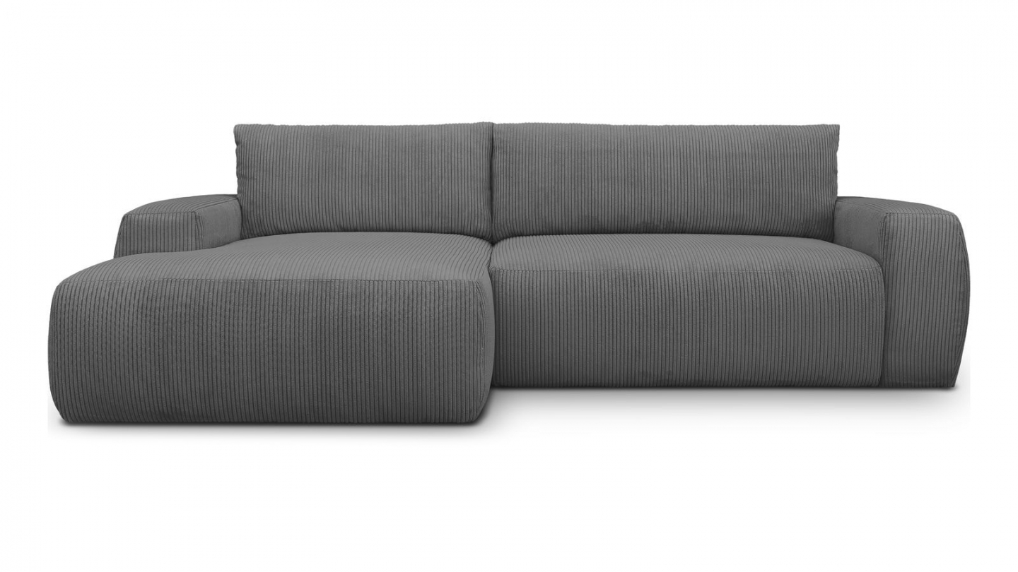 Canapé d'angle gauche convertible 3 places en velours côtelé gris anthracite - Sonny Canapé d'angle gauche convertible 3 places en velours côtelé gris anthracite - Sonny