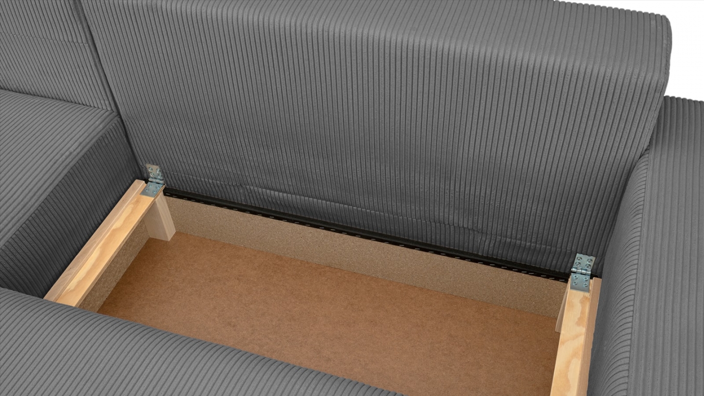 Canapé d'angle gauche convertible 3 places en velours côtelé gris anthracite - Sonny Canapé d'angle gauche convertible 3 places en velours côtelé gris anthracite - Sonny