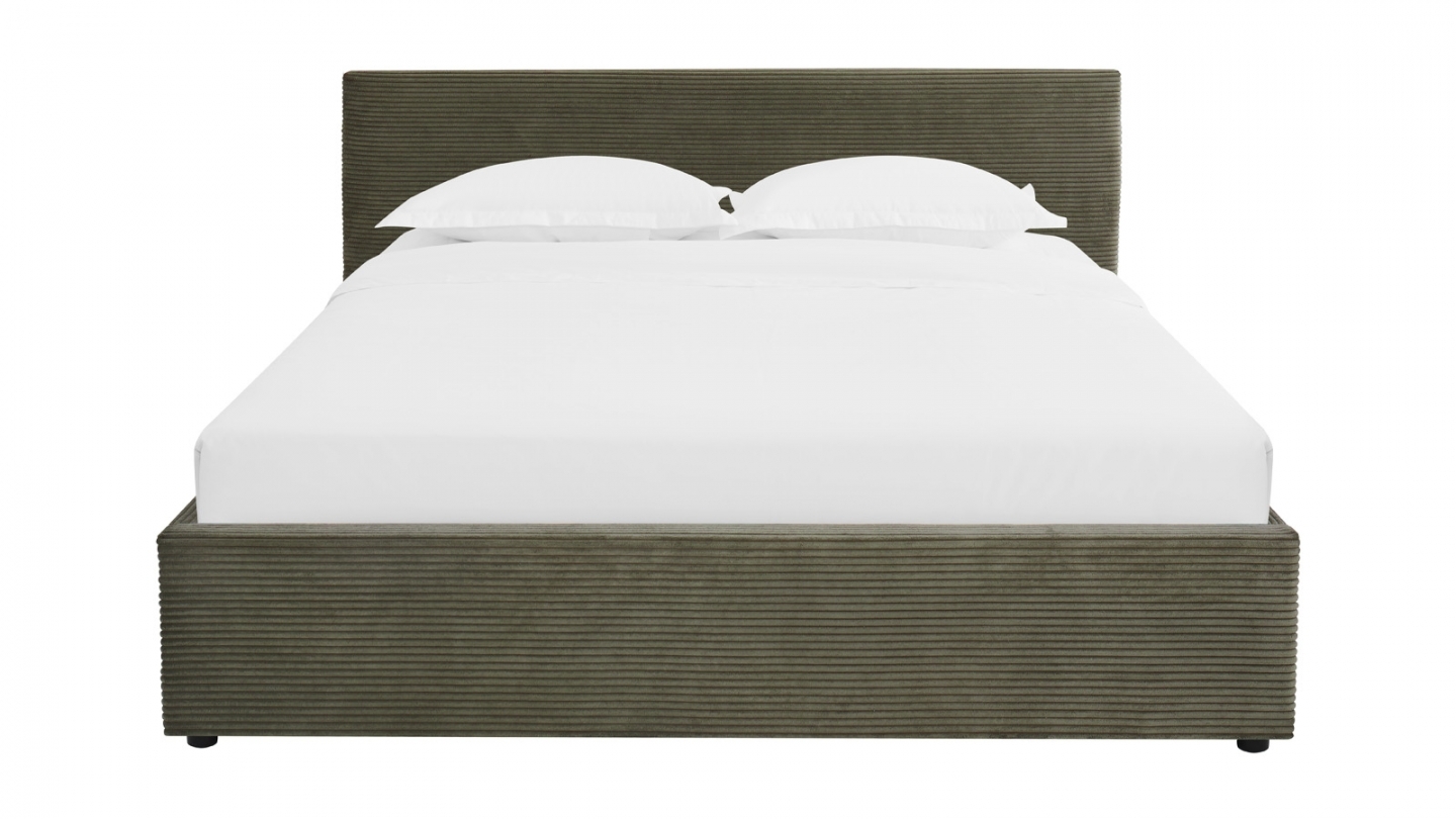 Ensemble Lit coffre adulte 160x200cm avec tête de lit en velours côtelé vert - Tina + Matelas mémoire de forme - Memo HR Ensemble Lit coffre adulte 160x200cm avec tête de lit en velours côtelé vert - Tina + Matelas mémoire de forme - Memo HR