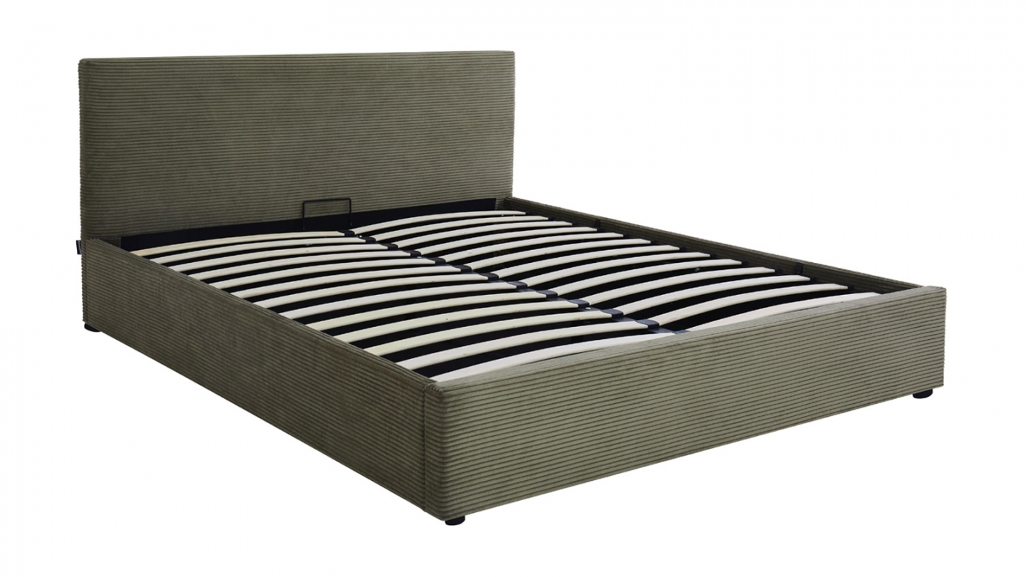 Ensemble Lit coffre adulte 160x200cm avec tête de lit en velours côtelé vert - Tina + Matelas mémoire de forme - Memo HR Ensemble Lit coffre adulte 160x200cm avec tête de lit en velours côtelé vert - Tina + Matelas mémoire de forme - Memo HR
