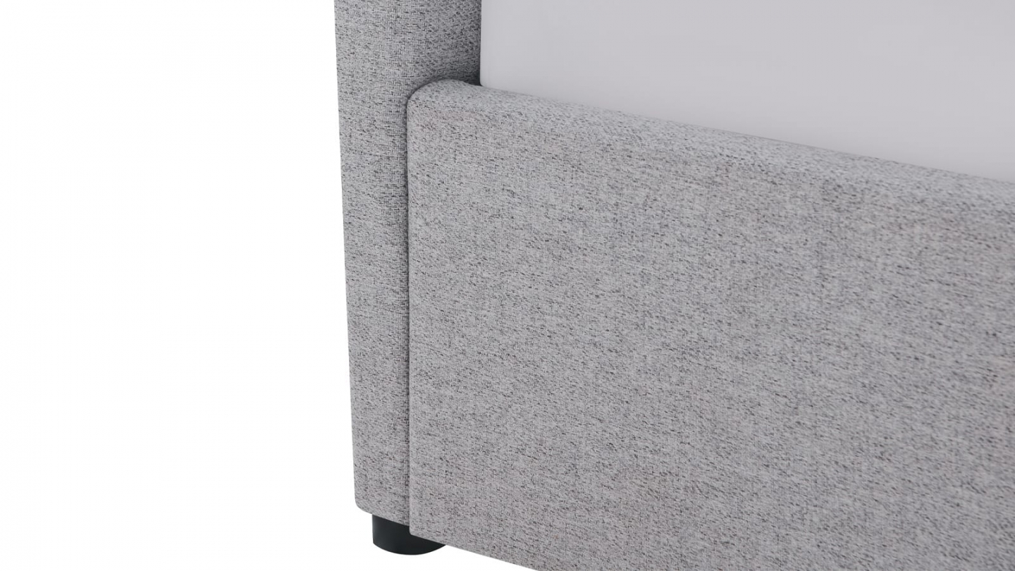 Ensemble Lit coffre adulte 160x200cm avec tête de lit en tissu gris - Tina + Matelas mémoire de forme - Memo HR
